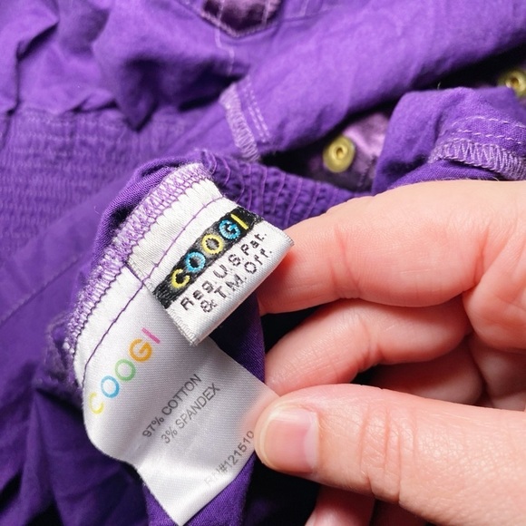 COOGI Y2K Purple Button Down Shirt with Notched Collar and Cuffed Sleeves - Picture 9 of 13